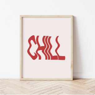 Poster Minimalista Retro 'Chill' Texto Ondulado Tendência