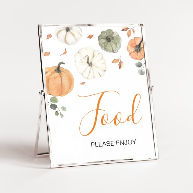Poster Minimalista Uma Pequena Comida De Abóbora (A Little Pumpkin Baby Shower Food Sign)