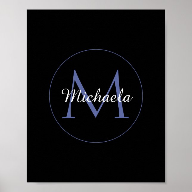 Poster Minimalistic circle modern monogram initial name (Frente)