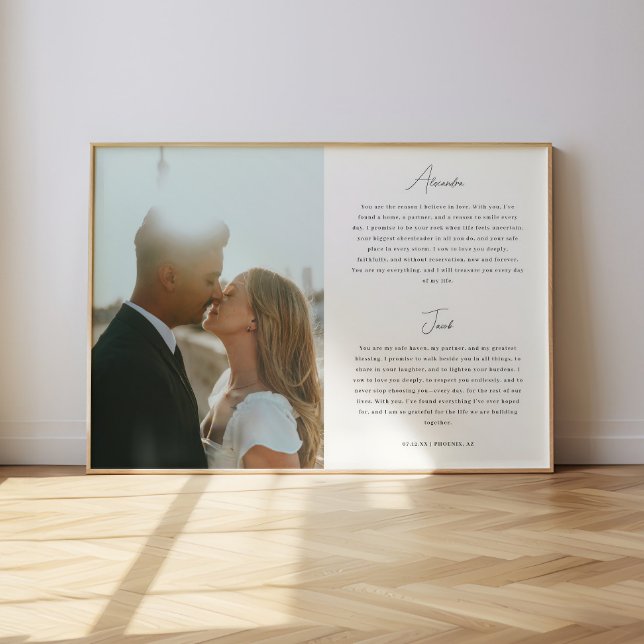 Poster Minimalistic Script Wedding Vows Custom Photo (Criador carregado)