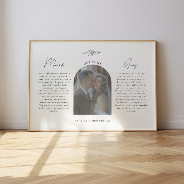 Poster Minimalistic Script Wedding Vows w/ Photo Arch  (Criador carregado)