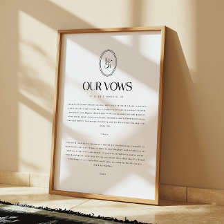 Poster Minimalistic Wedding Vows Custom Monogram