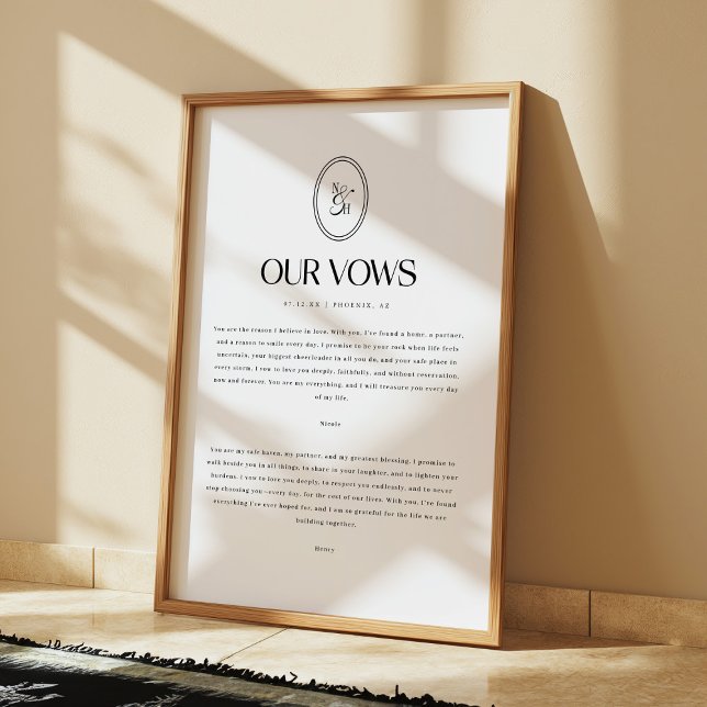Poster Minimalistic Wedding Vows Custom Monogram (Criador carregado)