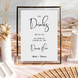 Poster Mínimo As Bebidas Estão No Sinal De Casamento De B
