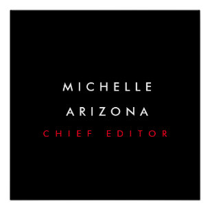 Pôster Mínimo Black Red Name Professional Modern