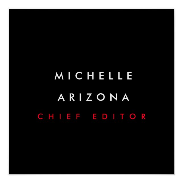 Pôster Mínimo Black Red Name Professional Modern (Frente)