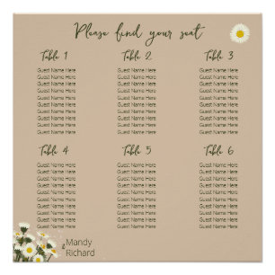 Pôster Mínimo de Flores Brancas Sentadas