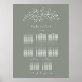Poster Mínimo de Sage Green 8 Mesas - Gráfico de Casament
