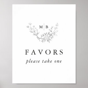 Poster Mínimo de Sinal de Favor do Monograma Formal