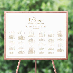 Poster Mínimo Dourado Gráfico de Assentos Alfabéticos