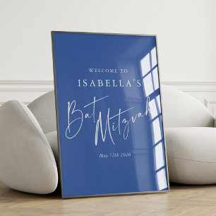 Poster Mínimo Francês Blue Personalizado Bat Mitzvah Bem-