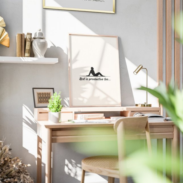 Poster Mínimo Inspiracional Relaxando a cotação da silhue (A Mindfulness Quote Art. Create harmony in your space with calming quotes and neutral tones.)