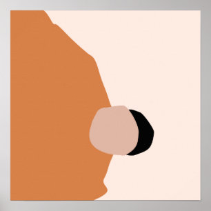 Poster Mínimo moderno abstrato geométrico preto-rosa