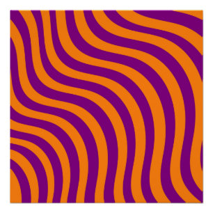 Pôster Mínimo Moderno da Faixa Zebra Púrpura Laranja Negr