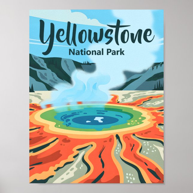 Poster Mínimo Ousado Retro Yellowstone Chuveiro Quente Ar (Frente)