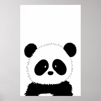 Poster Mínimo Preto e Branco - Ilustração Panda Bonita