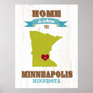 Pôster minneapolis, mapa do Minnesota - Casa