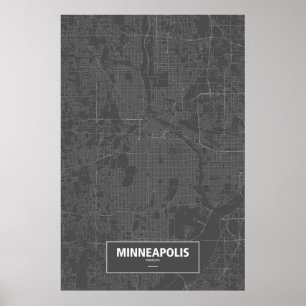 Poster Minneapolis, Minnesota (branco no preto)