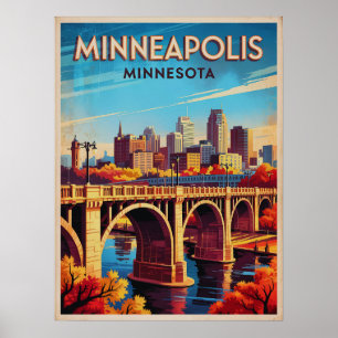 Poster Minneapolis Minnesota Retro Skyline Art