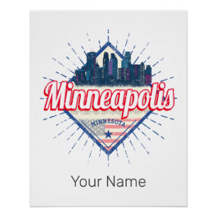 Pôster Minneapolis Minnesota USA Skyline Estados Unidos