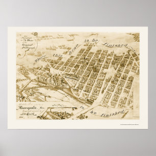 Pôster Minneapolis, MN Panoramic Map - 1891
