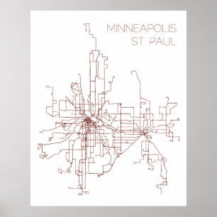 Pôster Minneapolis-Rua. Rotas do trânsito de Paul