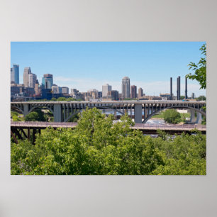 Pôster Minneapolis Skyline e Pontes