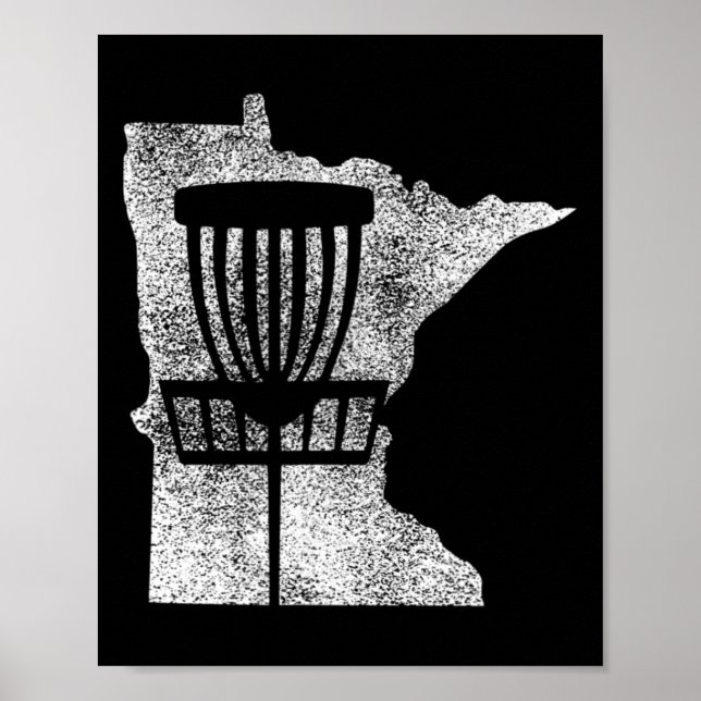 Poster Minnesota Disc Golf State With Basket Distressed G (Frente)