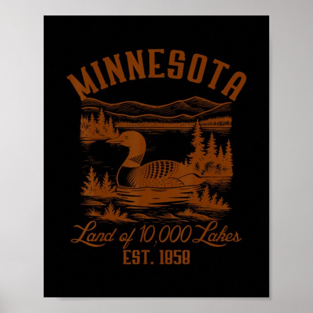 Poster Minnesota State Viagem Minnesota Loon Comum Souve (Frente)