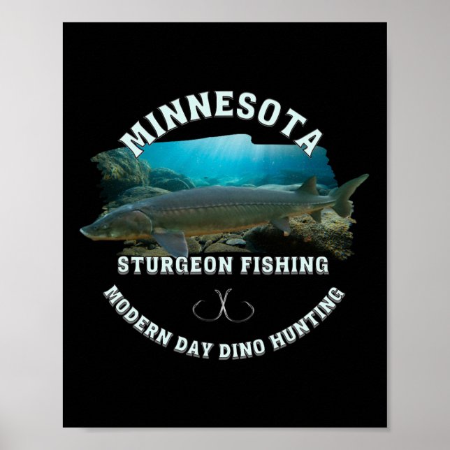 Poster Minnesota Sturgeon Pesca Moderna Dia Dino Caça (Frente)