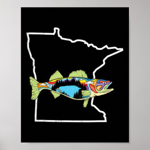 Poster Minnesota Walleye Pesca Água fresca Pescador Wal