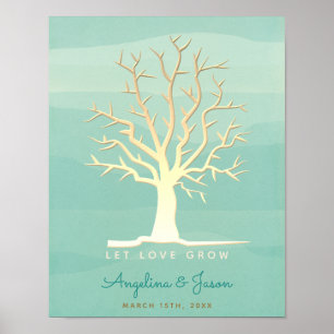 Poster Mint Fingerprint Tree Weding Guest Book