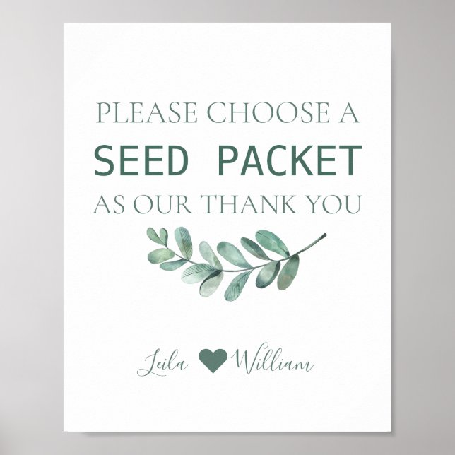 Poster Mint Floral Wildflower Seed Wedding Favor Packets (Frente)
