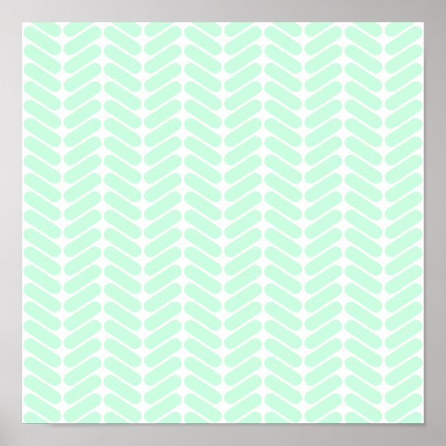 Pôster Mint Green Chevron Pattern, como tricô. (Frente)