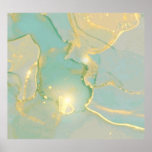 Poster Mint Green Dourado Marble: Texturado