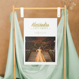Poster Mint Green e Dourada Quinceanera