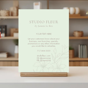 Poster Mint Green   Promocional de Texto Floral Chic