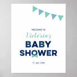 Poster Mint & Navy | Placa de Boas-Vindas para Chá de Beb