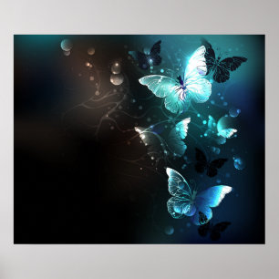 Poster Mint Night Butterflies