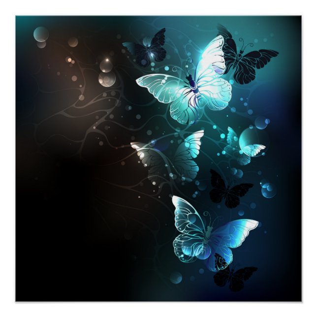 Pôster Mint Night Butterflies (Frente)
