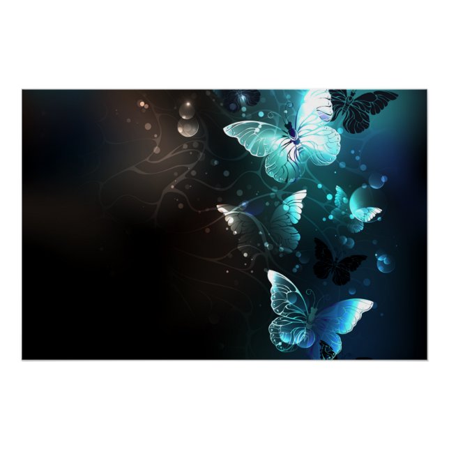 Pôster Mint Night Butterflies (Frente)