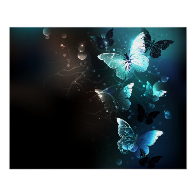 Pôster Mint Night Butterflies (Frente)