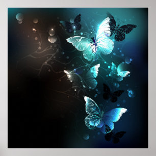 Poster Mint Night Butterflies