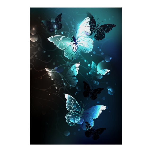 Pôster Mint Night Butterflies (Frente)