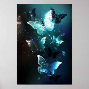 Poster Mint Night Butterflies