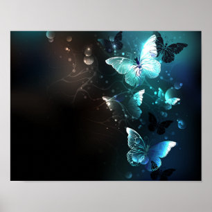 Poster Mint Night Butterflies