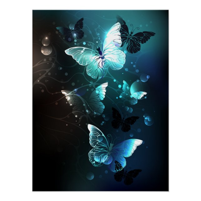 Pôster Mint Night Butterflies (Frente)