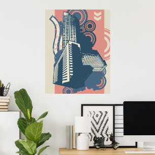 Poster Minúscula de fundo Abstrato Urbana moderna - paisa