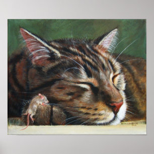 Poster minúsculo do rato do sono do gato de gato