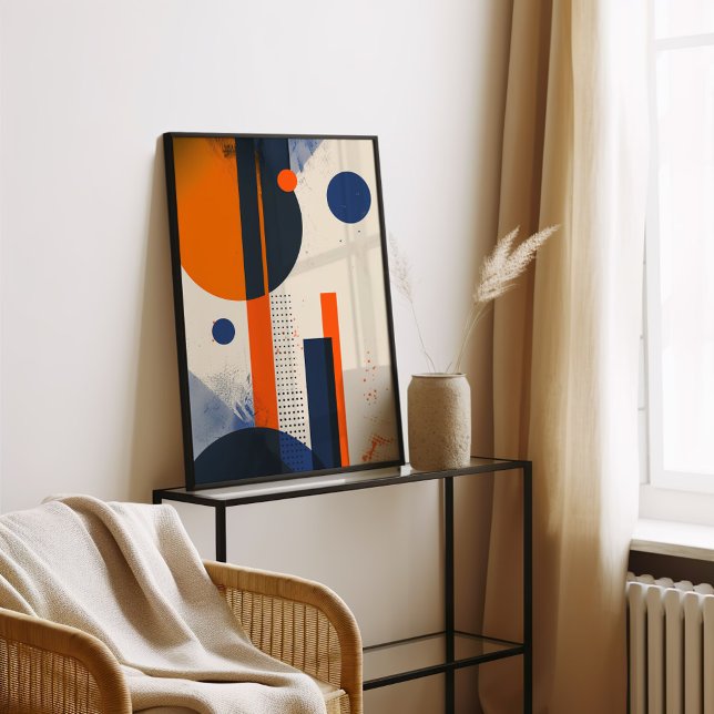 Poster Minúsculo preto e laranja geométrico (Criador carregado)